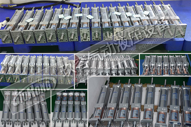 一部分已經(jīng)測試好的預壓行程可調氣液增壓缸產(chǎn)品圖