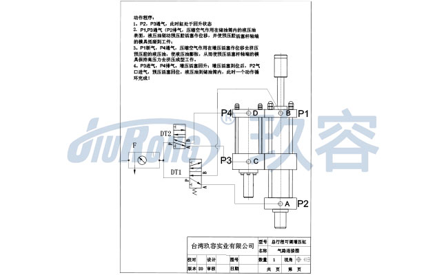 JRC總行程可調(diào)氣液增壓缸電控氣路連接圖